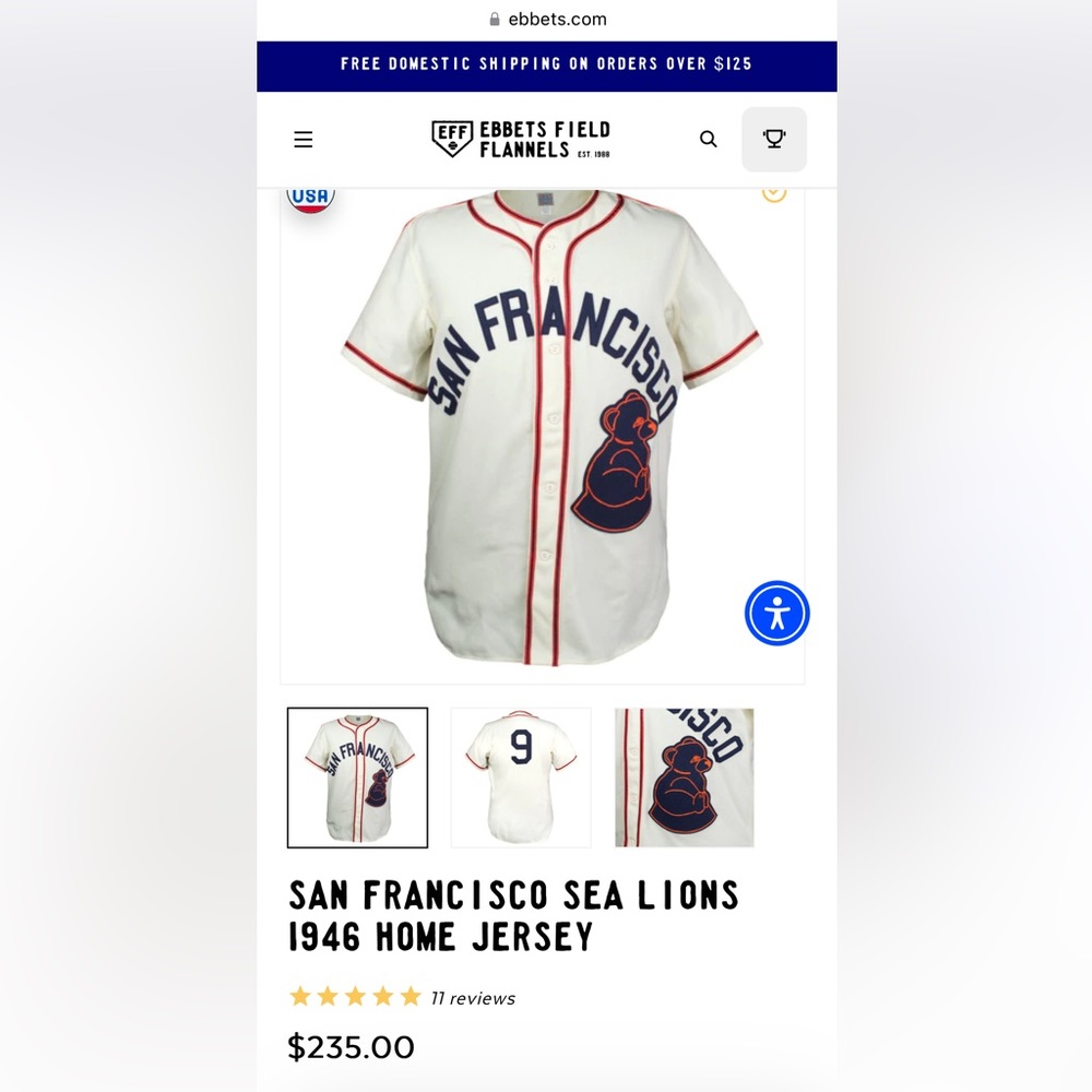 San Francisco Sea Lions Jersey 1946 GIANTS